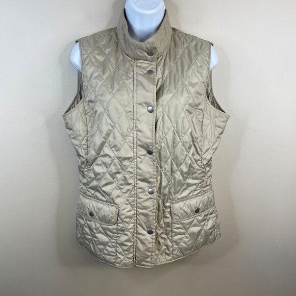 Banana Republic Old Money English Country Hunting Quilted Vest Size M Champagne - Picture 1 of 13